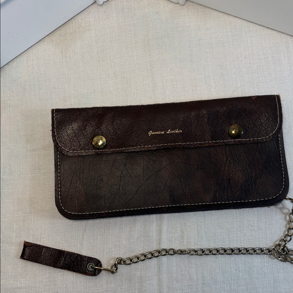 Vintage Leather Biker Wallet w/ Chain